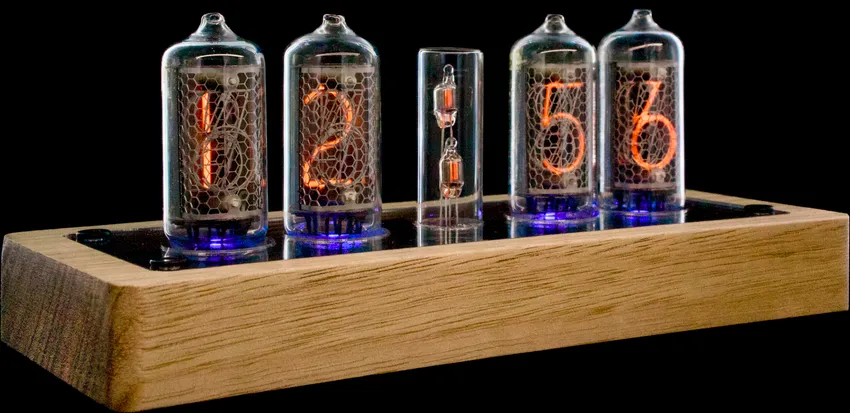 NIX4 Nixie tube clock in natural Tasmanian Oak